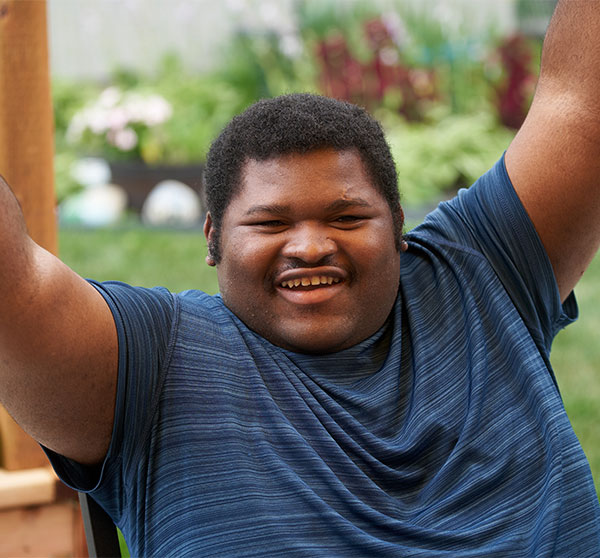 man cheering